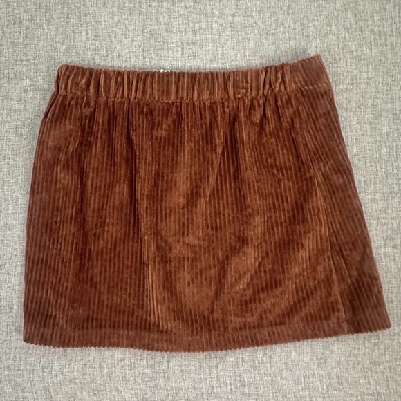 Belle Du Jour Corduroy Mini Skirt Girls Large Brown Buttons Polyester Elastic Wa - Picture 9 of 10
